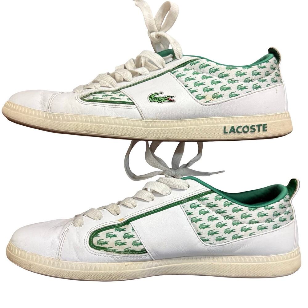 Lacoste OBSERVE II MR White Green Alligator Pattern 7-17SPM226118Q Men’s size 11